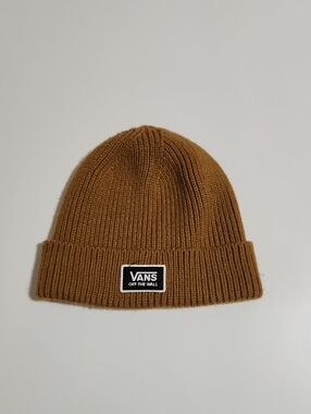 Vans Ribbed Folded Cuff Beanie in Camel